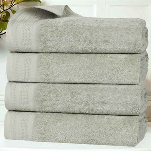 Honeycomb Textured Waffle Border Cotton Bath Towels, Set of 4 - Bath Towel by Superior Brand