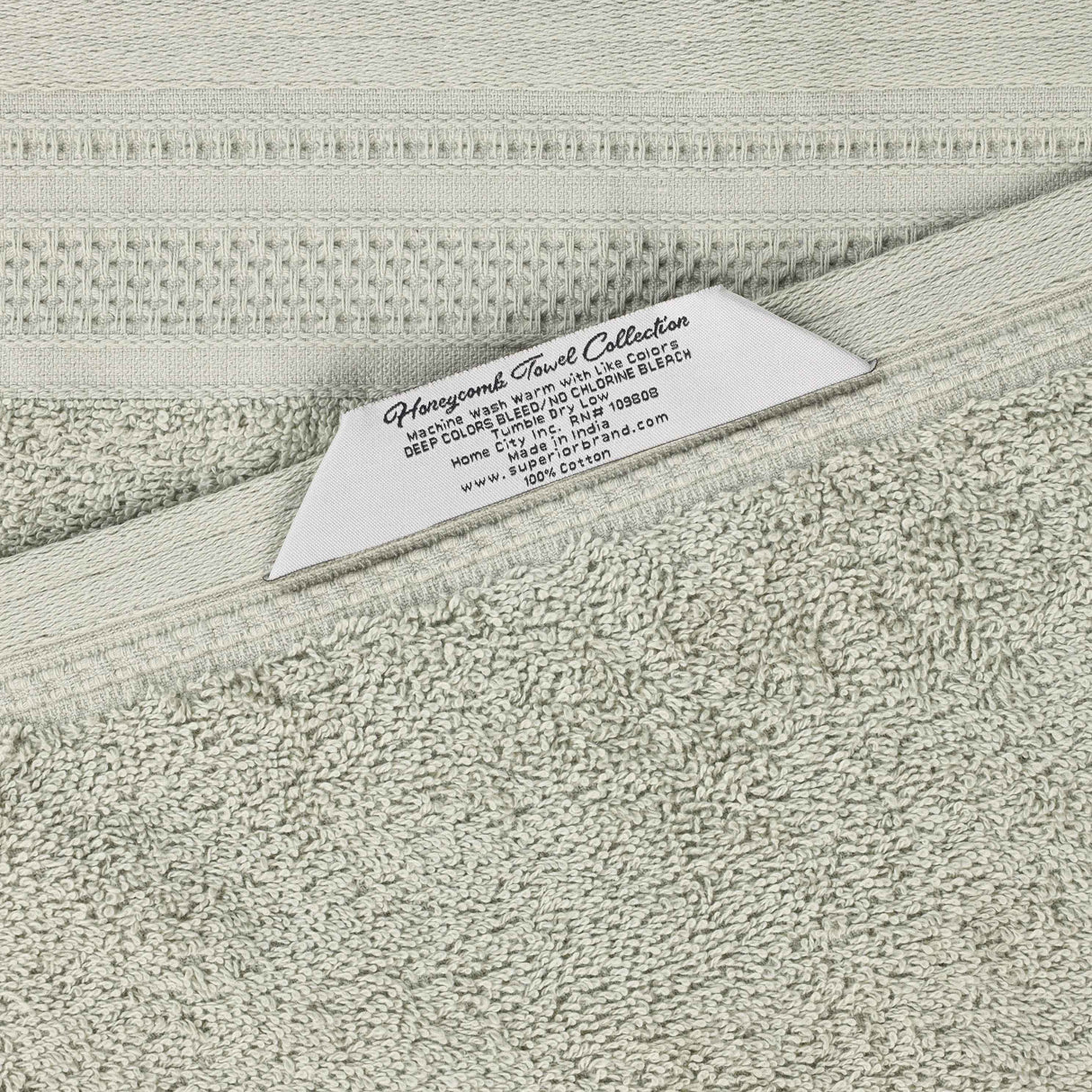 Honeycomb Textured Waffle Border Cotton Bath Towels, Set of 4 - Bath Towel by Superior Brand