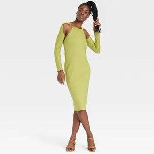 Sammy B Women's Midi Dress Long Sleeve Cutout Bodycon