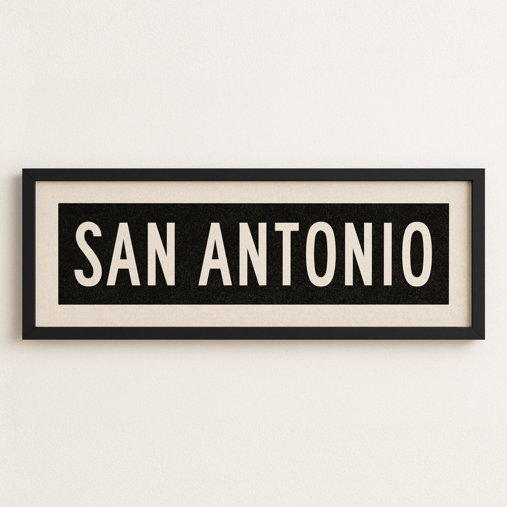 Framed San Antonio Bus Scroll Sign