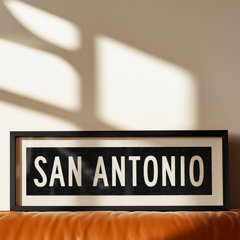 Framed San Antonio Bus Scroll Sign
