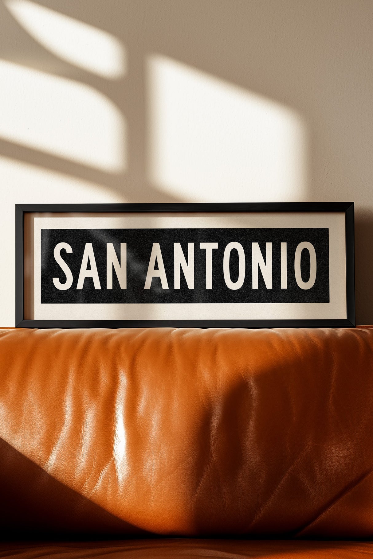 Framed San Antonio Bus Scroll Sign