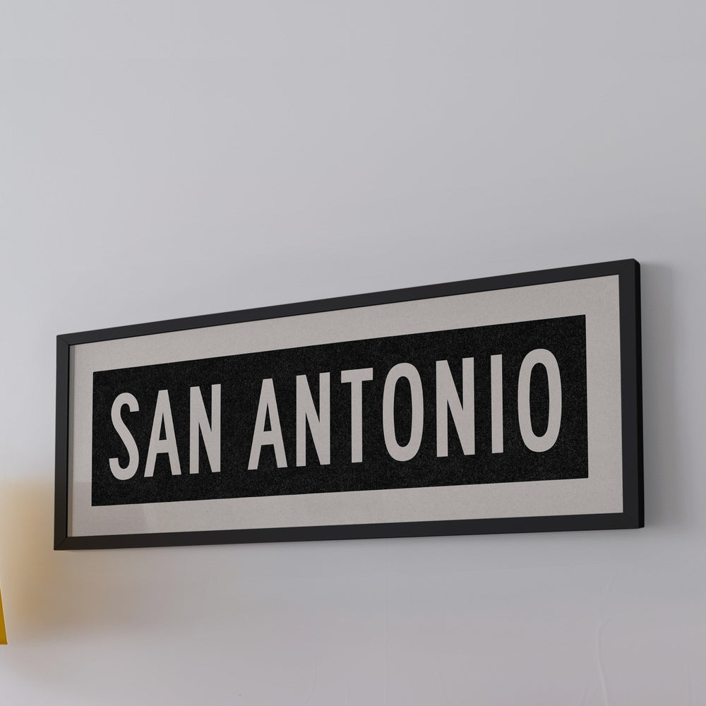 Framed San Antonio Bus Scroll Sign