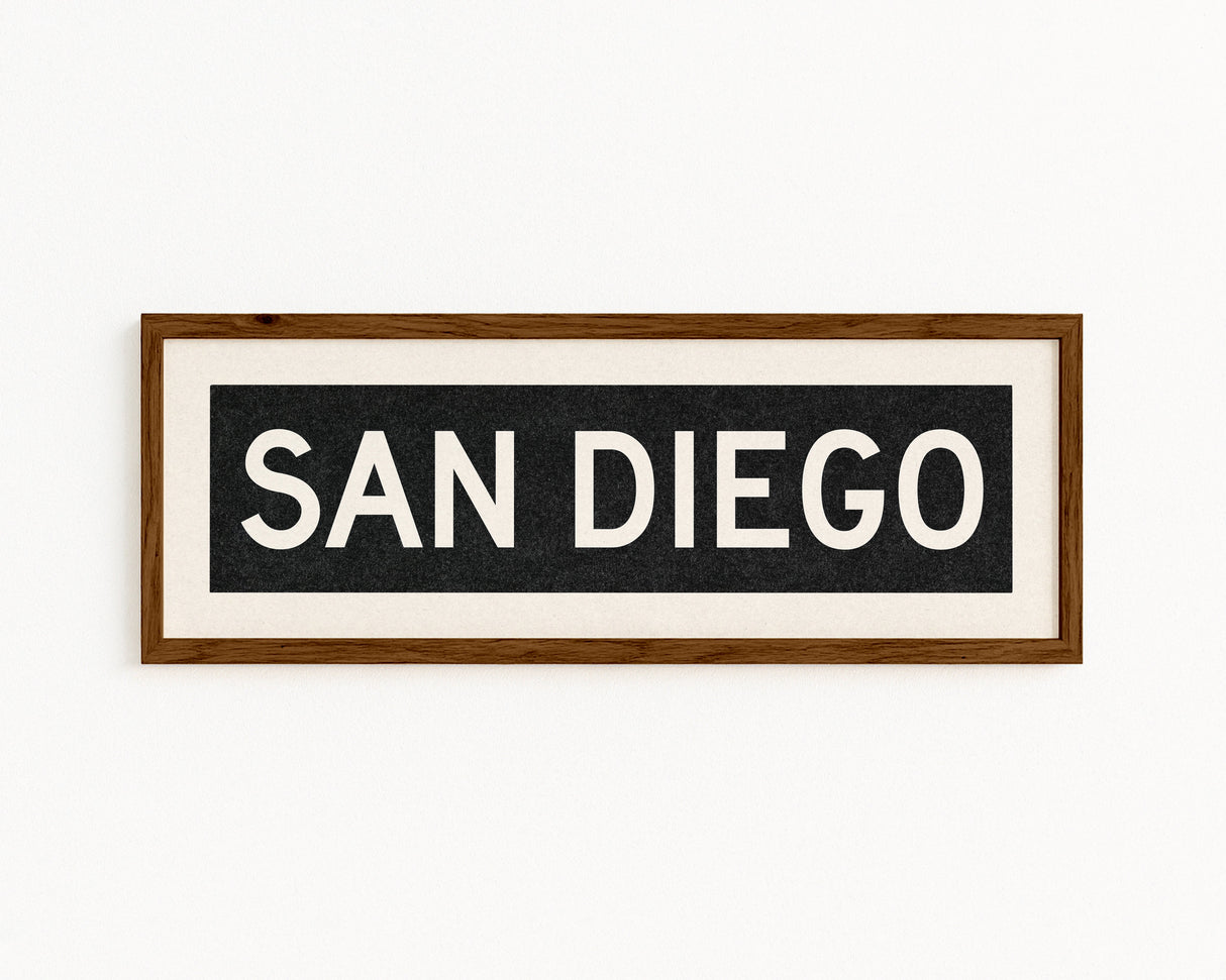 Framed San Diego California Bus Scroll