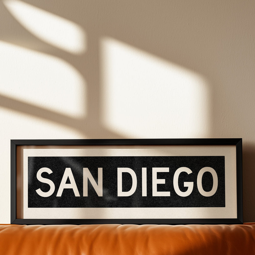 Framed San Diego California Bus Scroll