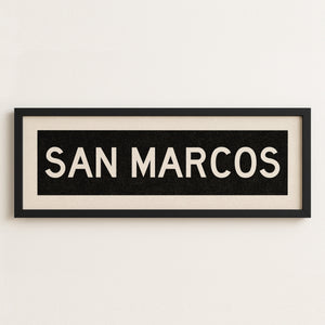 Framed San Marcos Texas Bus Scroll