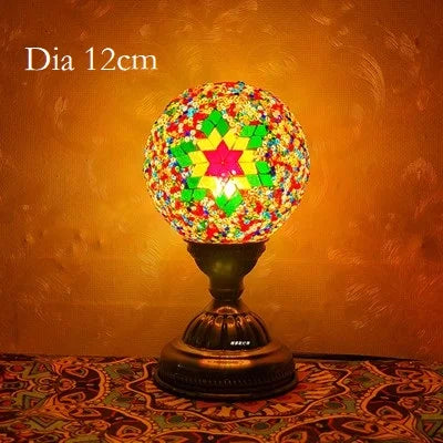Turkish Mosaic Ball Table Lamp Handcrafted Art Deco Glass Romantic Bedside Light