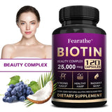 Biotin Vitamins with Pantothenic Acid, Folic Acid, Hair Growth Supplement for Men & Women