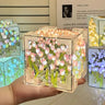 DIY Tulip Flower Night Light Kit Handmade Cube Lamp Aesthetic Room Decor Gift Set