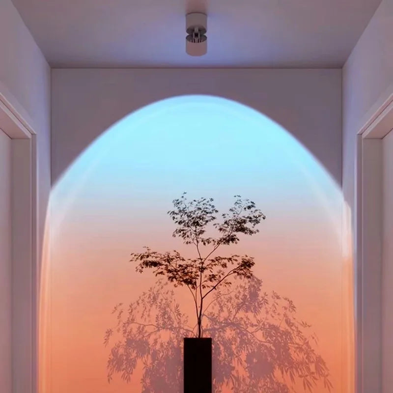 LED Recessed Ceiling Downlight Sunset Projection Rainbow Night Light Bedroom Decor