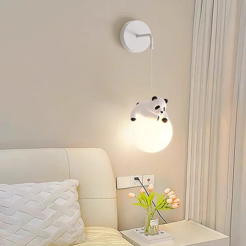 Resin Panda Pendant Light Modern Minimalist LED Lamp Kids Bedroom Ceiling Light