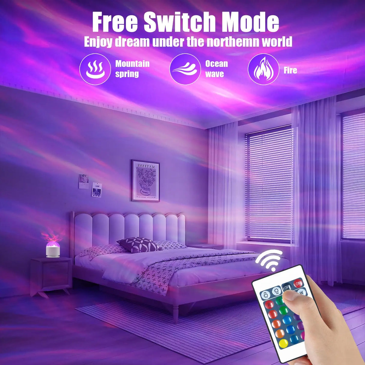 Aurora Projector Galaxy Night Light 16 Color 360 Rotating Water Ripple RGB USB Lamp