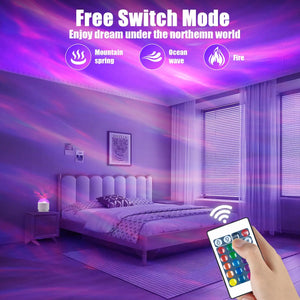 Aurora Projector Galaxy Night Light 16 Color 360 Rotating Water Ripple RGB USB Lamp