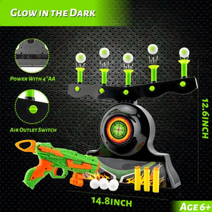 Glow-In-The-Dark Floating Target Game for Kids - Foam Dart Shooting Challenge with Sound Effects and Battery-Powered Base