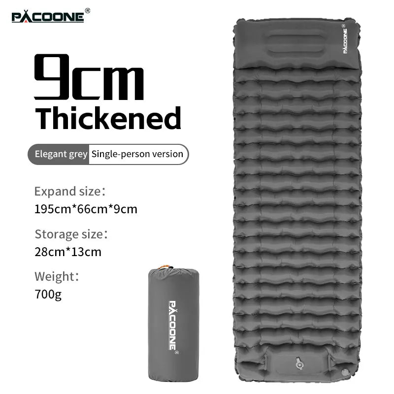 PACOONE Inflatable Camping Mattress with Pillow Ultralight Air Sleeping Pad Pump