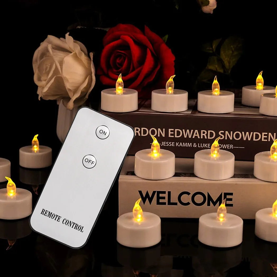 Flameless LED Tea Light Candles Remote Battery Operated Flickering 12 24 Pack