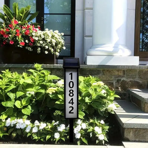 Solar House Number Light LED Address Sign with Stake Outdoor Solar Powered Home