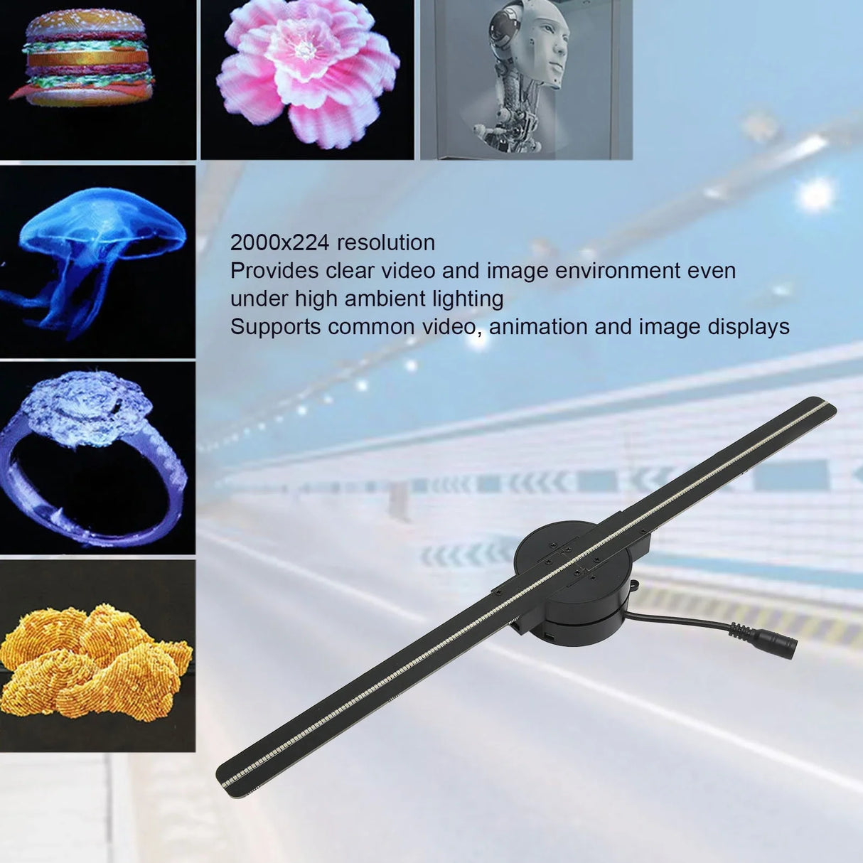 16.5in 3D Hologram Fan WiFi 3D Projector 224 LED Advertising Display for Business