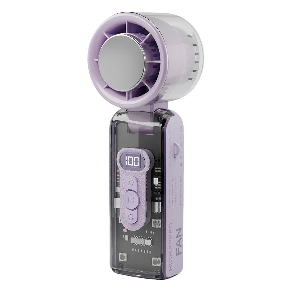 Portable Handheld Fan 3600mAh Rechargeable 100-Speed LED Display