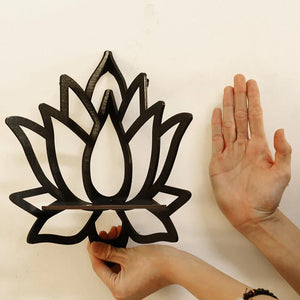 Wooden Lotus Wall Shelf Aromatherapy Essential Oil Holder Decorative Rack Corner