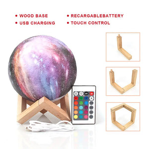 3D Moon Lamp LED Night Light 16 Color Remote Rechargeable Bedroom Decor Gift Lamp
