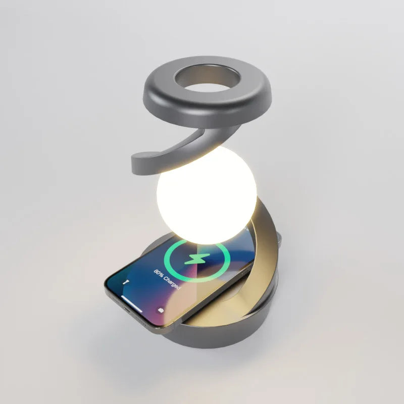 Magnetic Floating Table Lamp with 15W Wireless Charger RGB LED Night Light