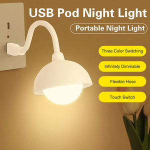 USB Plug In Smart Night Light Remote Touch Control LED Bedside Lamp Bedroom