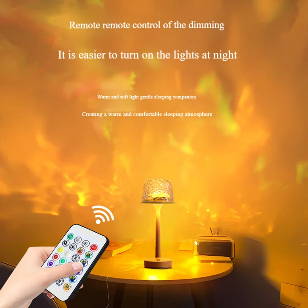 Water Ripple Lamp RGB Ocean Wave Projector 16-Color Desk Night Light for Bedroom