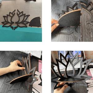 Wooden Lotus Wall Shelf Aromatherapy Essential Oil Holder Decorative Rack Corner