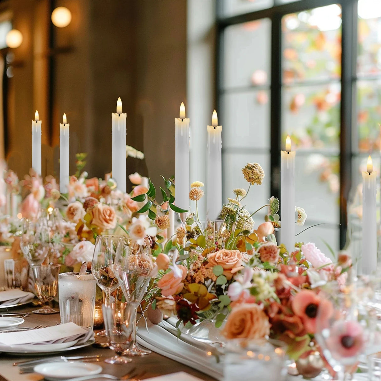 Flameless LED Taper Candles with Remote Flickering Battery Operated Set