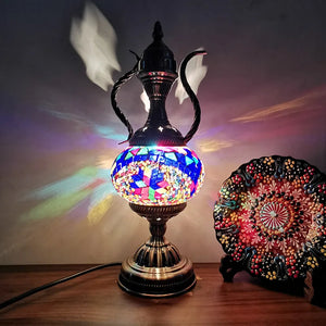 Turkish Mosaic Table Lamp Handcrafted Glass Vintage Mediterranean Romantic Bedside Light