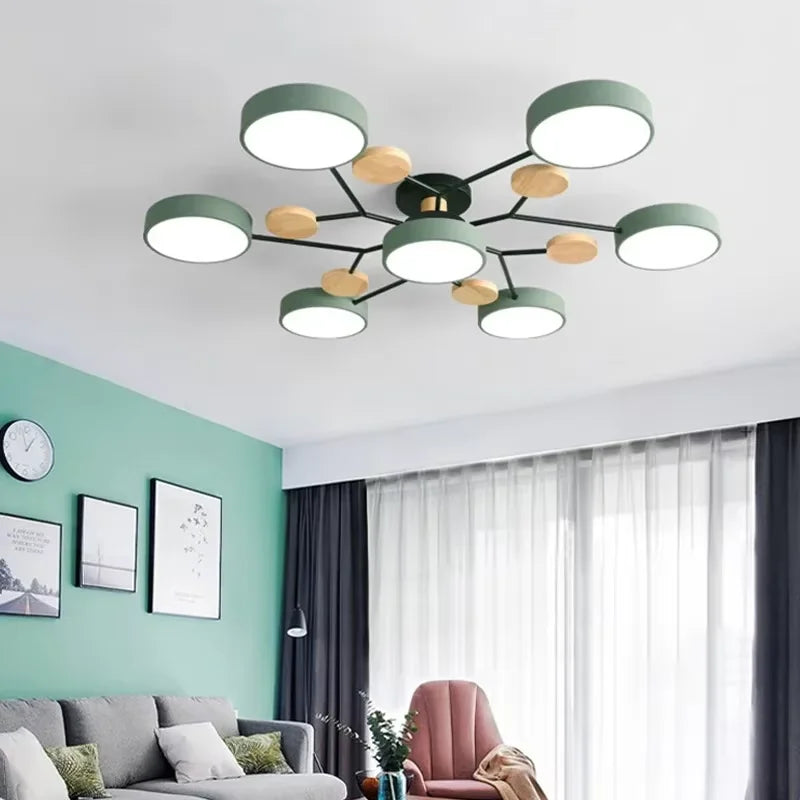 Modern LED Chandelier 3-Color Ceiling Pendant Light Nordic Lamp for Living Bedroom