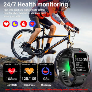 Men Smart Watch with LED Flashlight Outdoor Sports Health Fitness Tracker