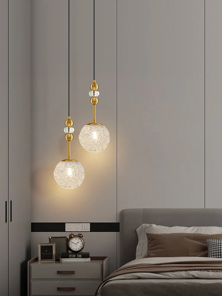 Modern Glazed Glass Chandelier Water Pattern Pendant Light Bedroom Cafe Decor