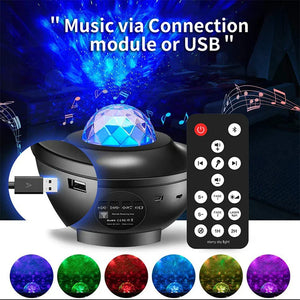 Galaxy Projector Starry Sky Night Light with Ocean Wave Music Remote USB for Kids