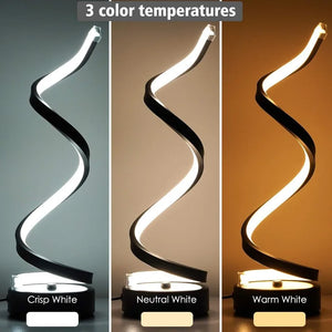 Classic Creative Spiral LED Table Lamp, Modern Minimalist Dimmable Spiral Table Lamp, Adjustable Arm, Soft Light, Multifunction