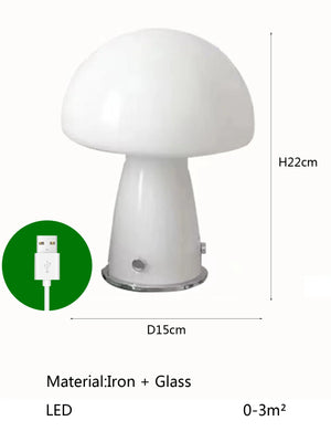 LED Mushroom Table Lamp USB Tri Color Ambient Light Bedside Dining Camping Decor