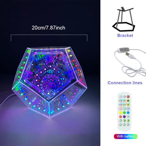 LED RGB Dodecahedron Night Light Geometric Colorful Space Lamp Home Decor Gift