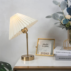 Adjustable Pleated LED Table Lamp – Retro E27 Desk Light for Bedroom & Living Room
