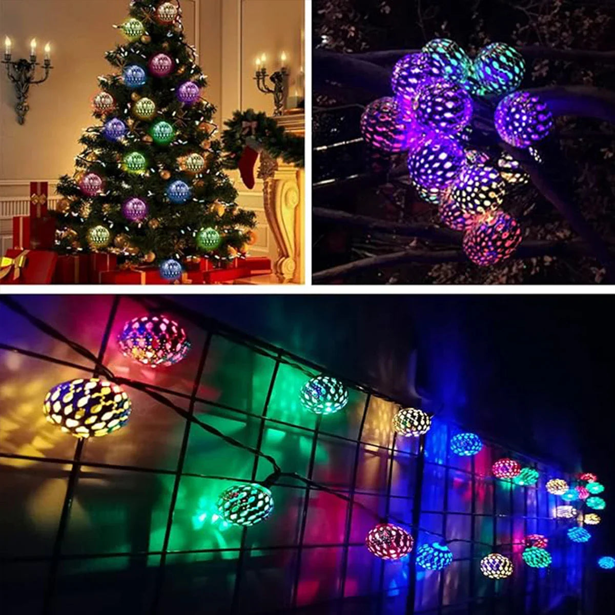 Moroccan Ball Solar String Lights Outdoor LED Fairy Lights for Garden Party Decor