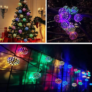 Moroccan Ball Solar String Lights Outdoor LED Fairy Lights for Garden Party Decor