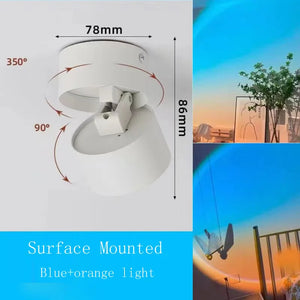 LED Recessed Ceiling Downlight Sunset Projection Rainbow Night Light Bedroom Decor