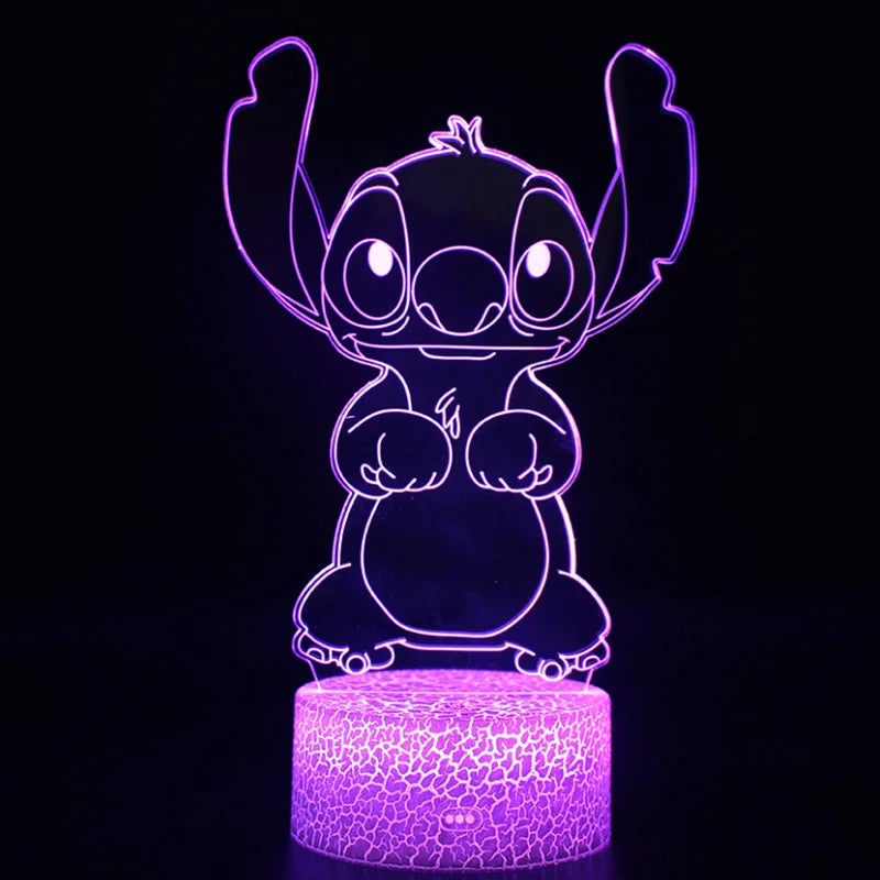 Stitch 3D Night Light USB Touch Cartoon Desk Lamp Remote LED Room Decor Gift
