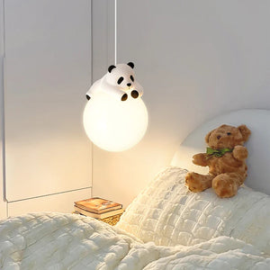 Resin Panda Pendant Light Modern Minimalist LED Lamp Kids Bedroom Ceiling Light