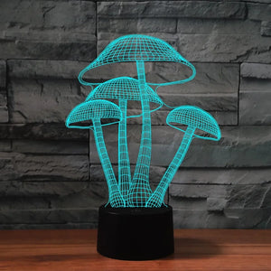 Mushroom 3D LED Night Light for Kids Bedroom Color Changing Illusion Bedside Lamp