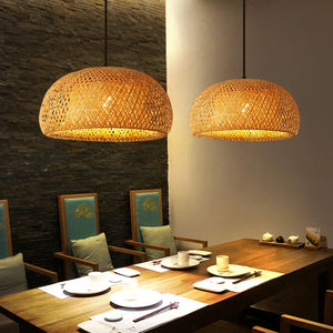 Handwoven Bamboo Rattan Pendant Lamp – Natural Wicker LED Hanging Light E27