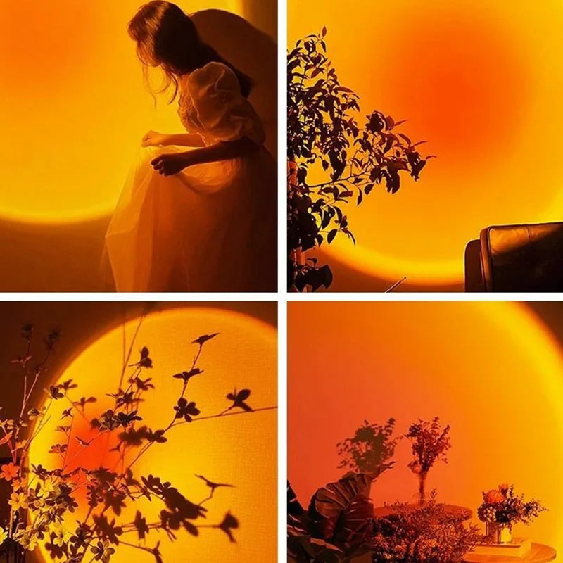 LED Recessed Ceiling Downlight Sunset Projection Rainbow Night Light Bedroom Decor
