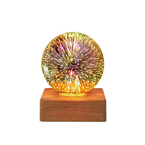 3D Firework LED Night Light Glass Ball Starry Sky Table Lamp