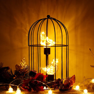 Birdcage Table Lamp Battery Operated Cordless Fairy Light Bird LED Home Decor