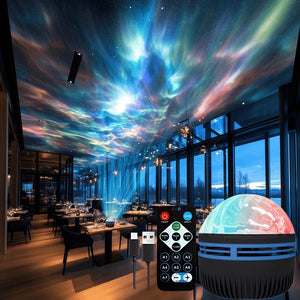 Aurora Starry Sky Projector LED Night Light 7 Color Remote USB Auto Rotate Lamp